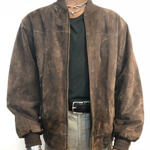 Suede Brown Leather Bomber Jacket
